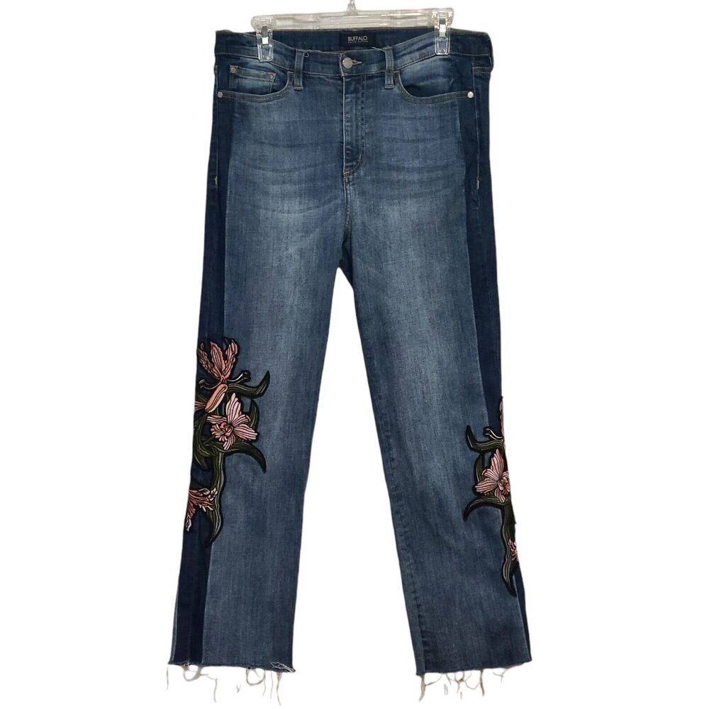 Buffalo David Bitton Women's Denim Jeans Sz 30 Ivy High Rise Embroidered Floral